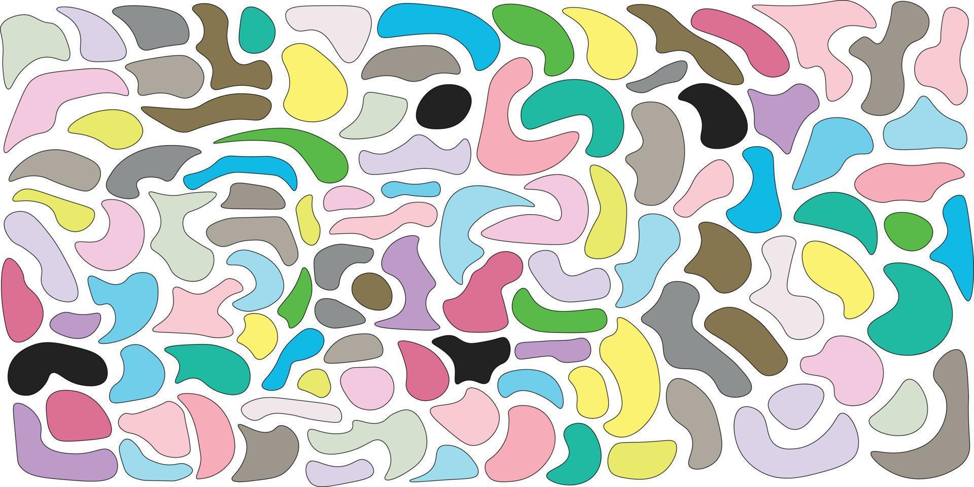 abstract pattern background with various abstract shapes with many pastel colors vector