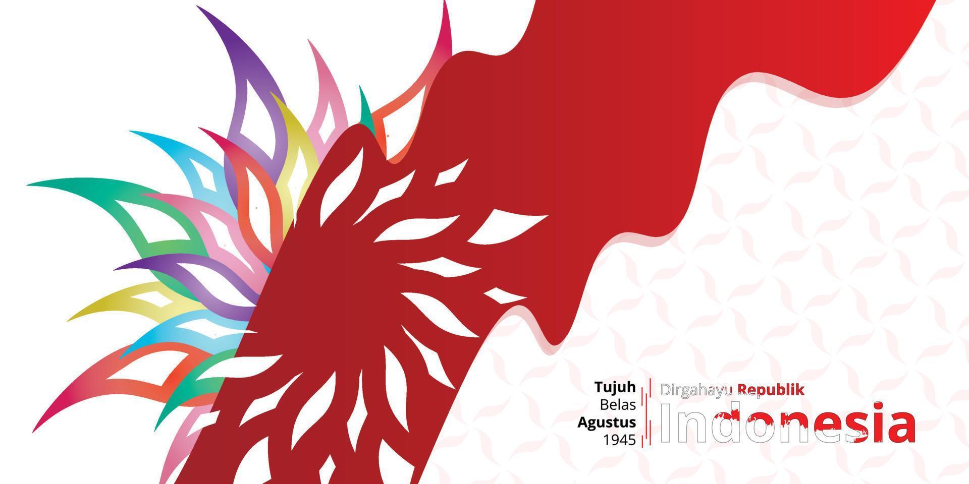 indonesian independence day banner 17 august 1945, simple background with a little free space you can add a logo according to the year of independence vector