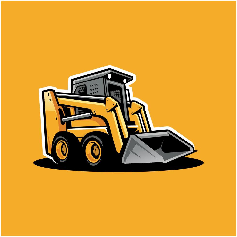 skid steer bulldozer heavy construction equipment vector