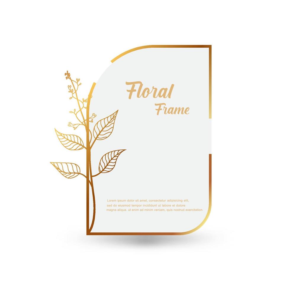 Botanical Frame Template. Hand drawn line border, branch with leaves vector