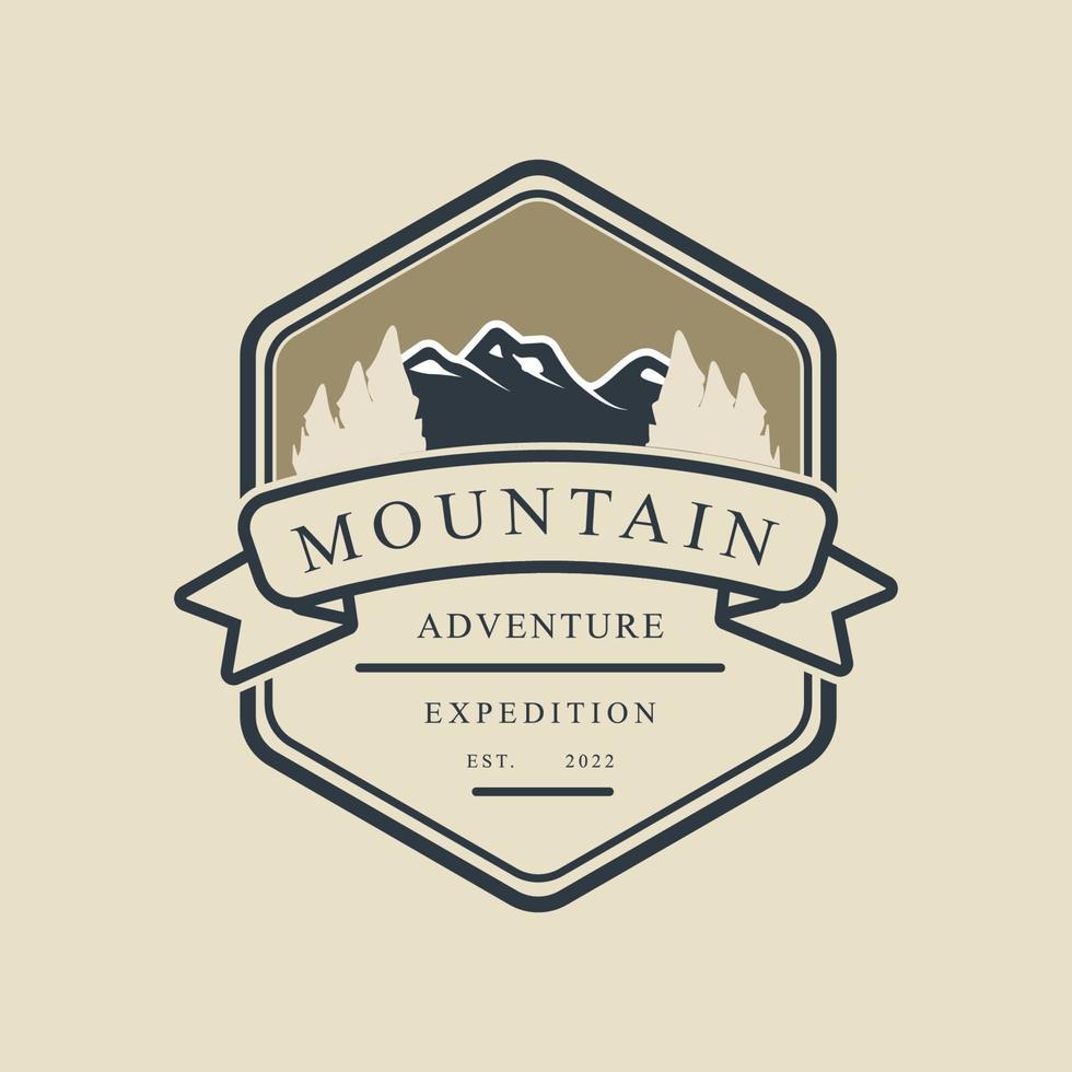 outdoor mountain adventure logo graphic design icon modern vintage vector illustration