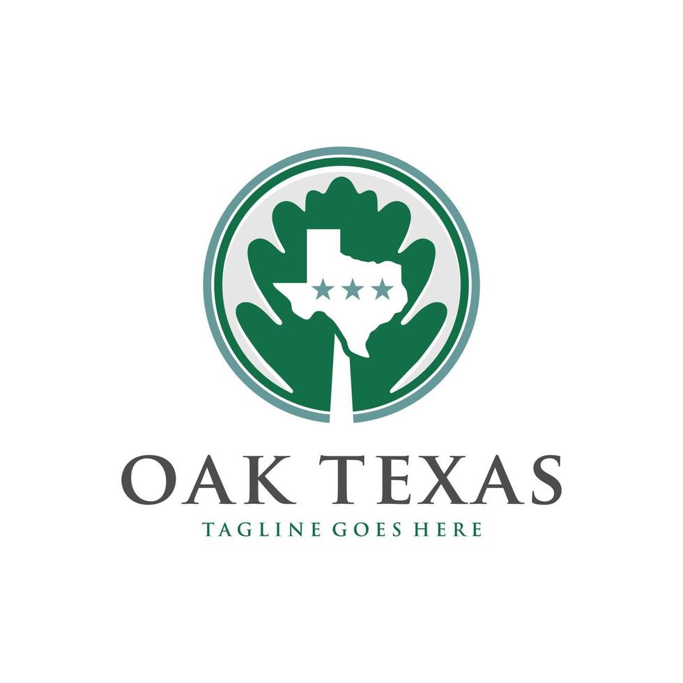 Texas oak illustration logo design vector