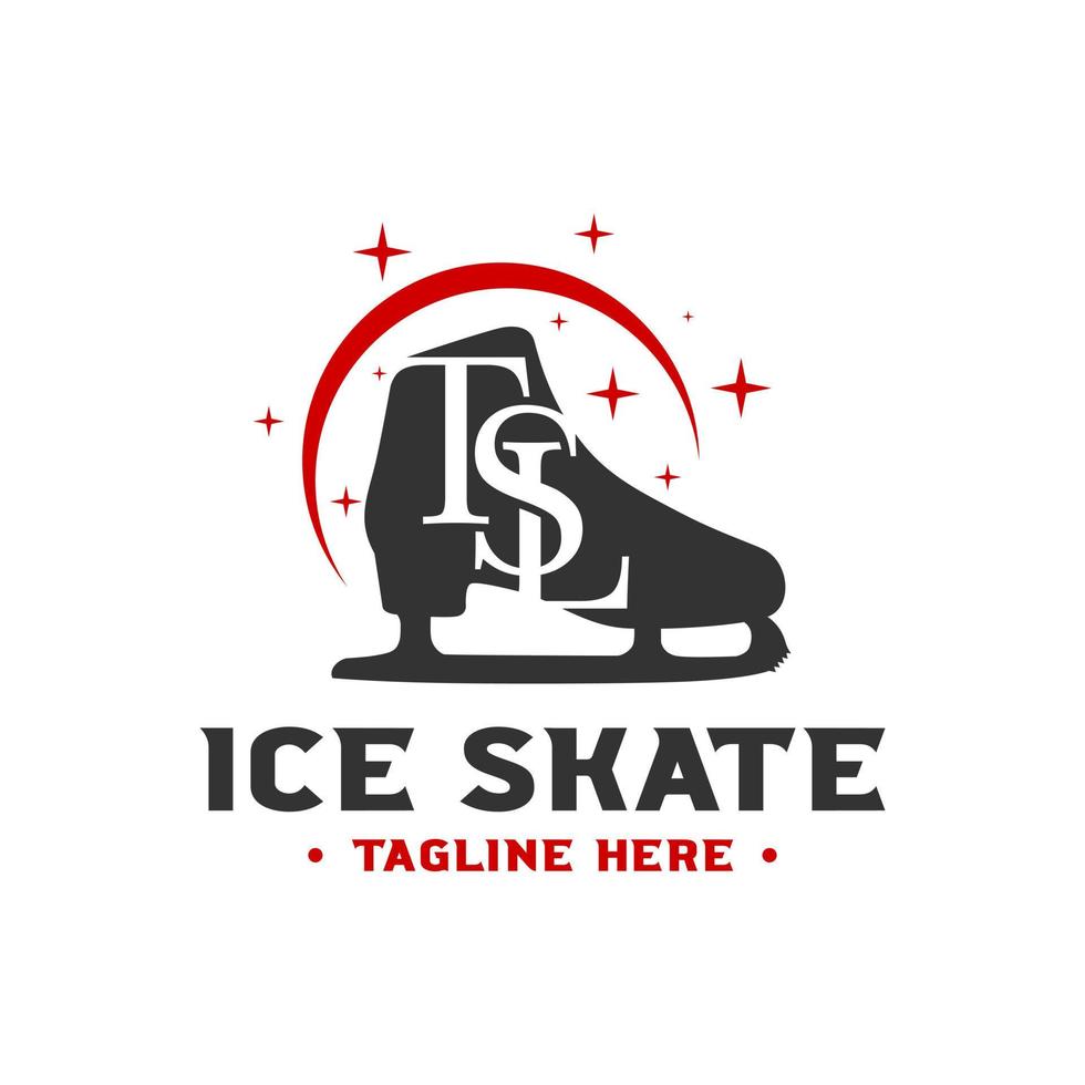 ice skate illustration logo with letter TSL vector