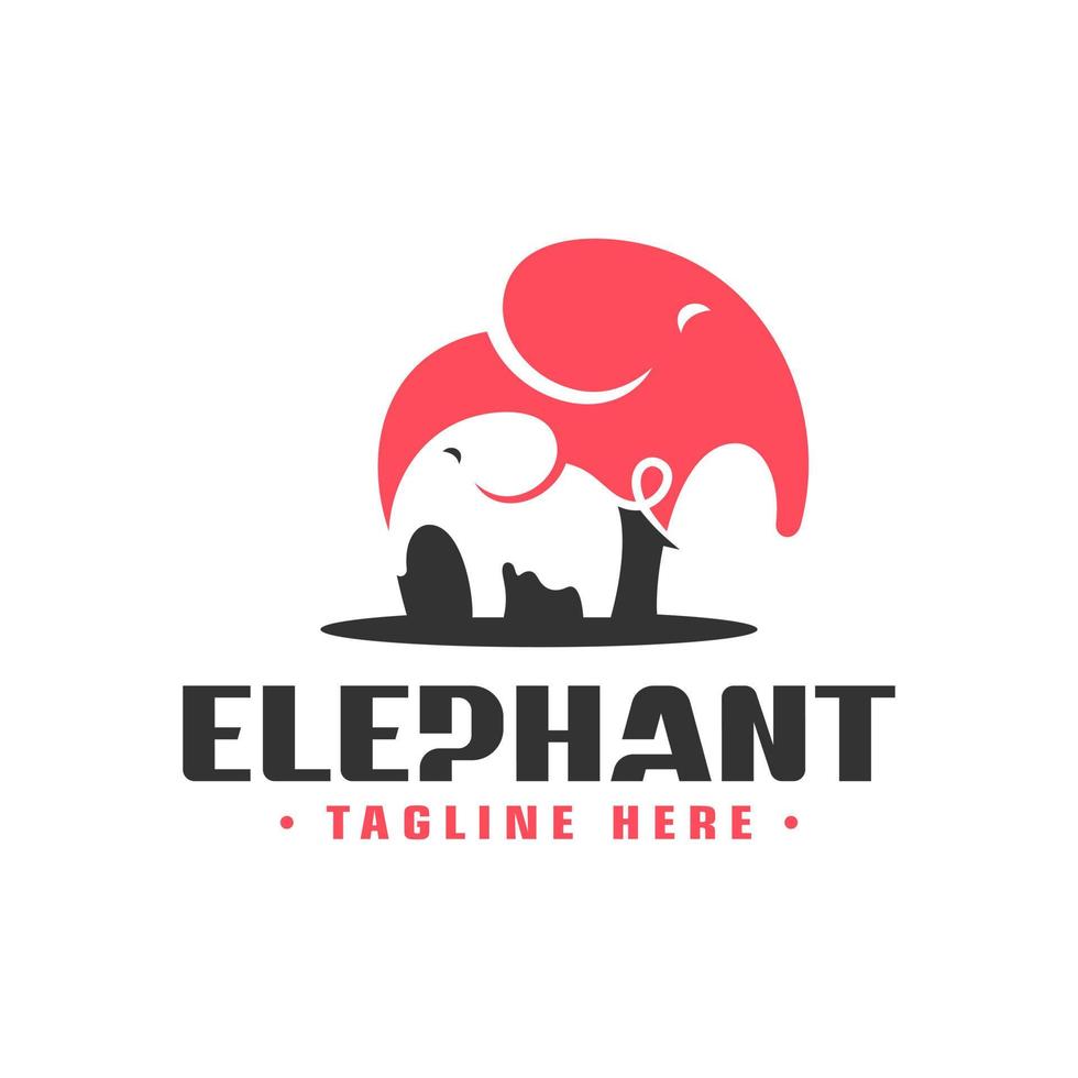 elephant and cub illustration logo design vector