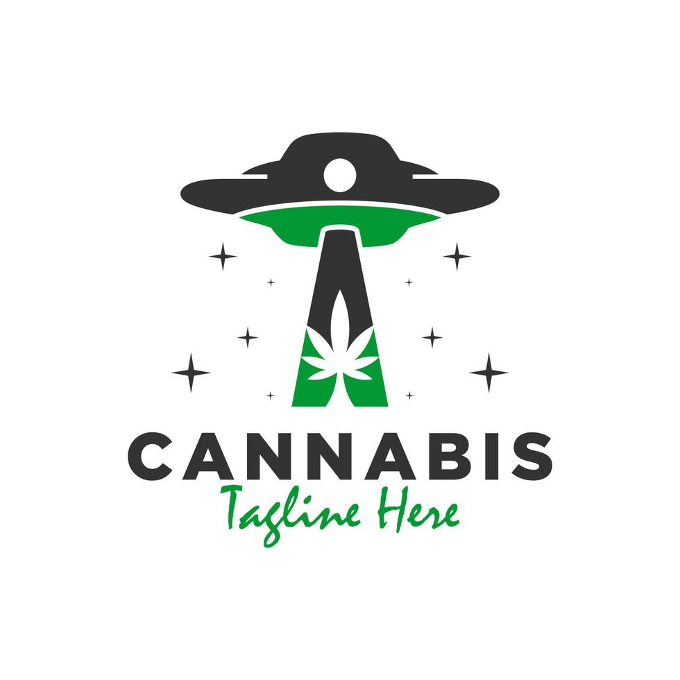 UFO cannabis illustration logo design vector