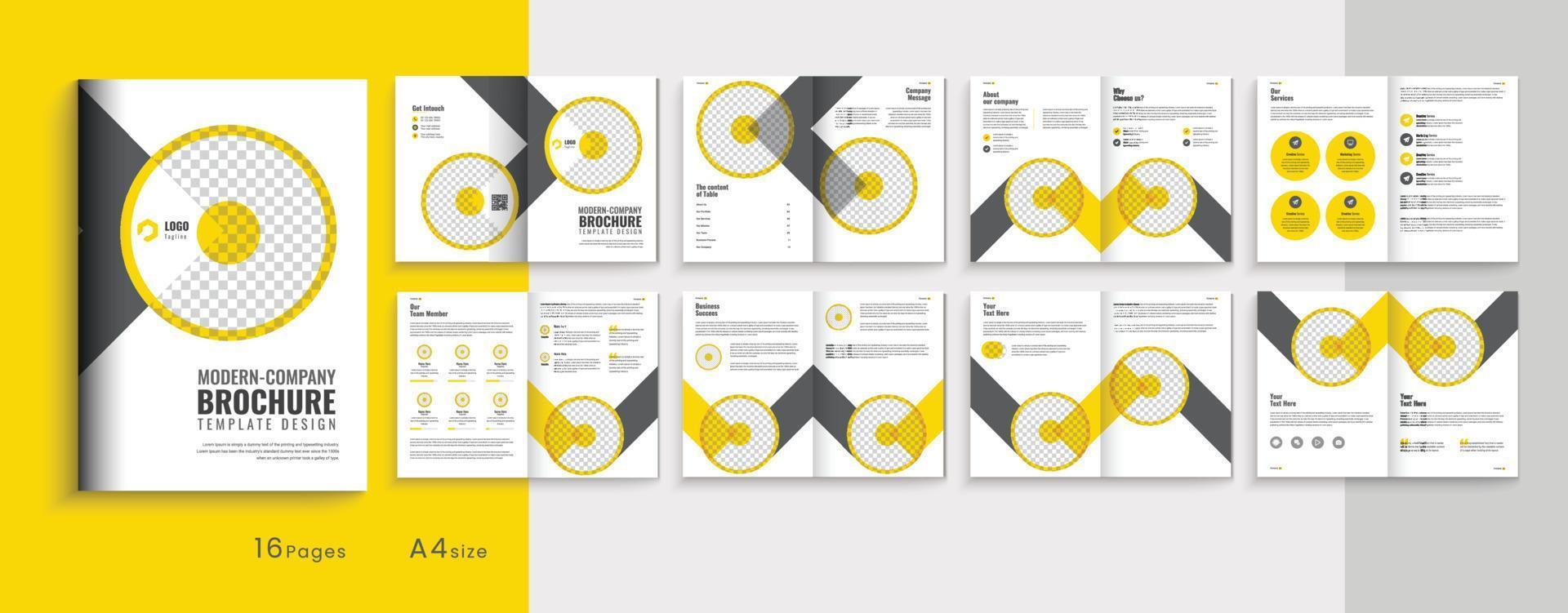 Perfil de empresa corporativa diseño de plantilla de folleto bifold empresarial de varias páginas, perfil de empresa de 16 páginas, diseño de folleto, diseño de perfil de empresa vector