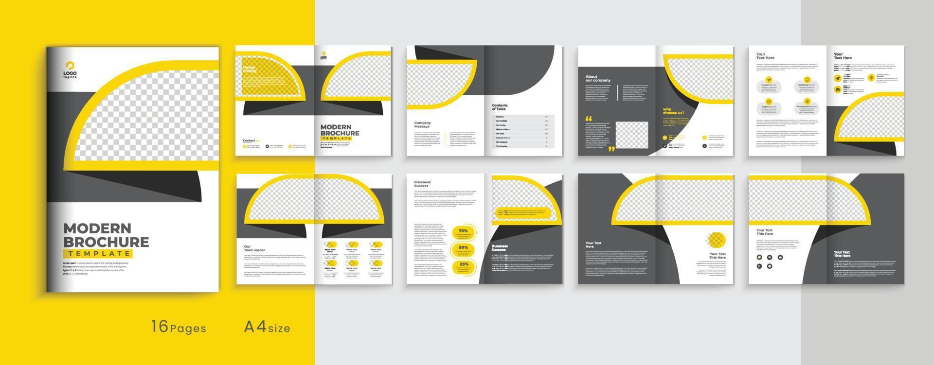 Company profile A4 multipage business brochure template layout design, 16 pages business profile brochure design, modern bi-fold brochure fully editable template vector