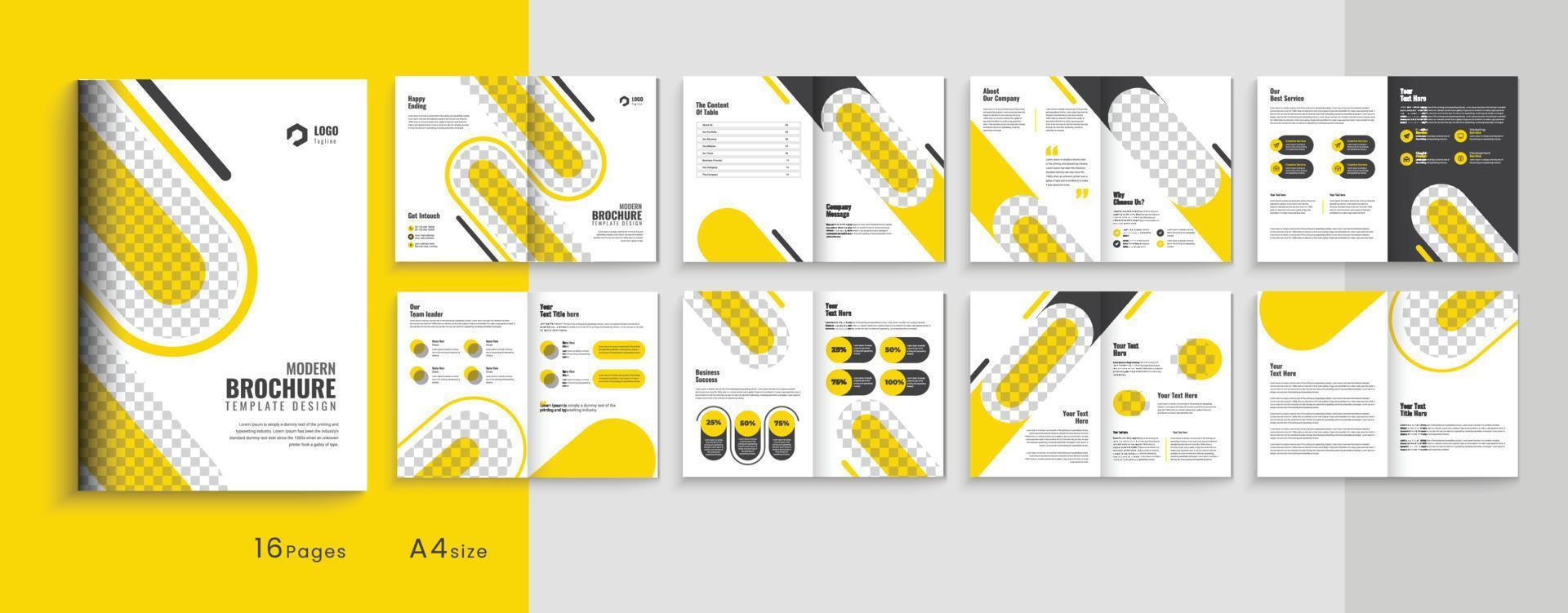 Company profile, 16 pages business profile, brochure design, company bi-fold brochure template vector
