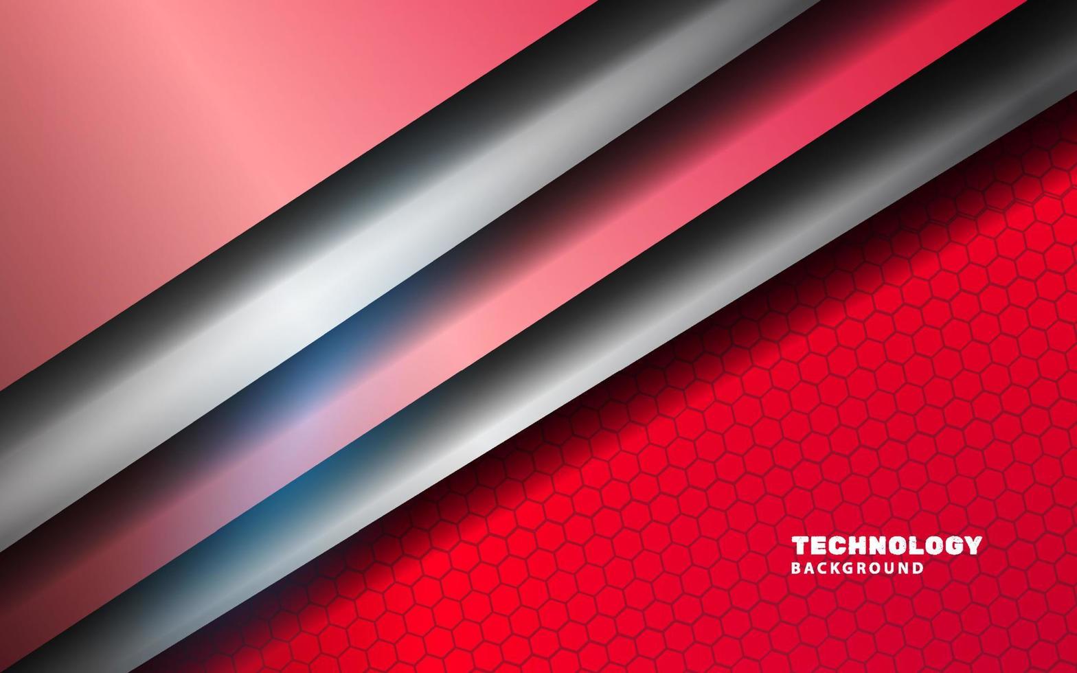 Abstract technology silver metal and red background vector