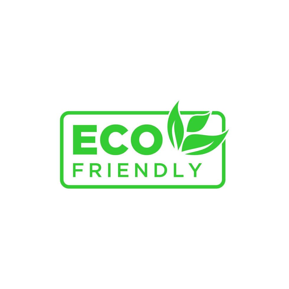 Vector illustration of green eco friendly stamp icon label sticker.