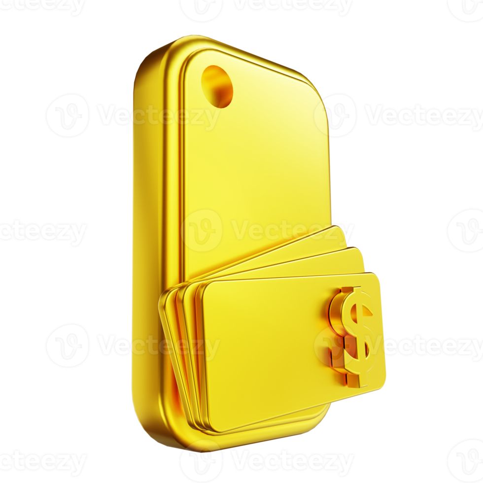 3D illustration golden digital money png
