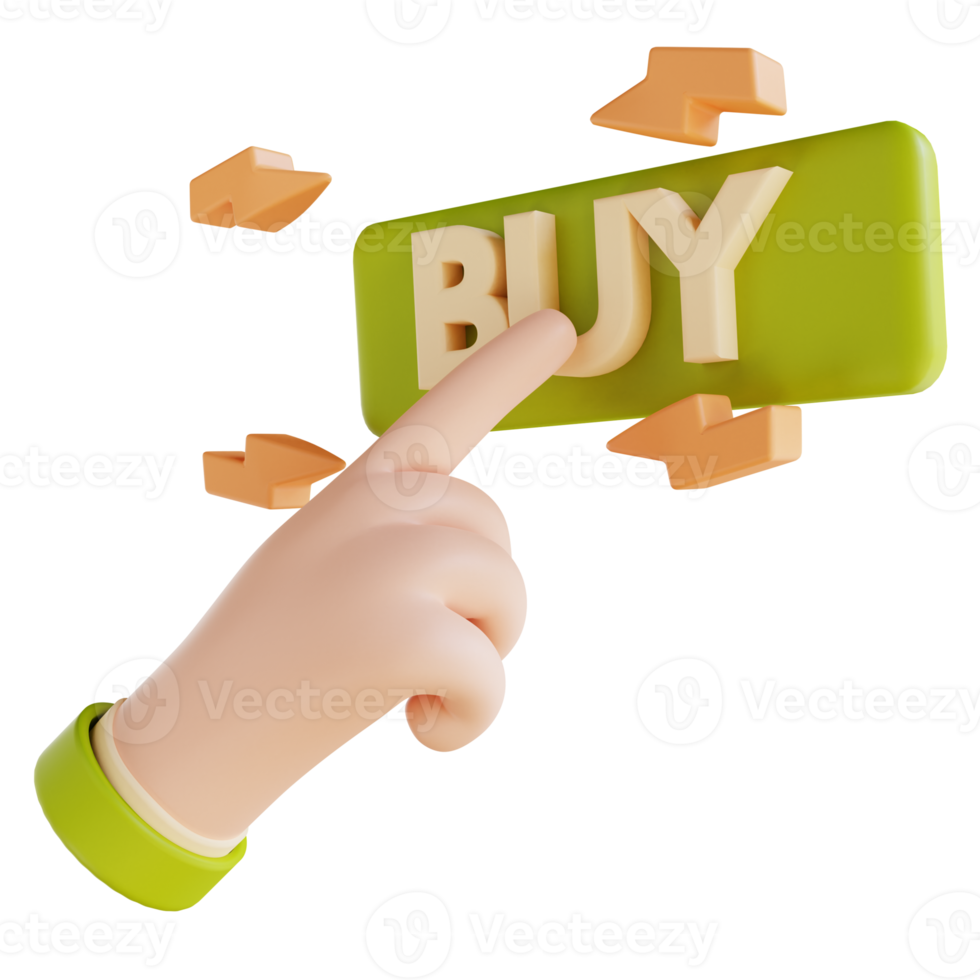 3D illustration hand and click buy png