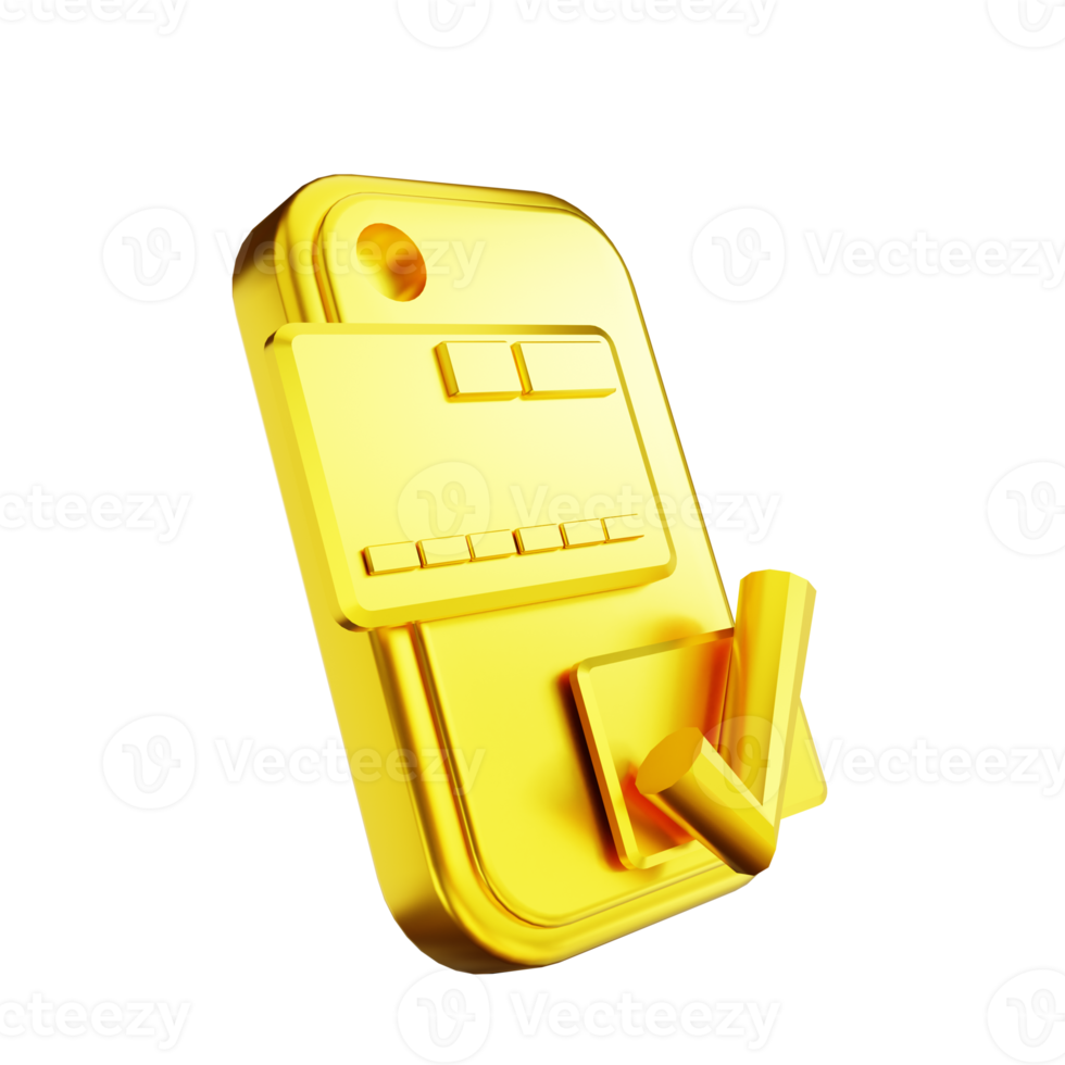 3D illustration golden mobile and credit card png