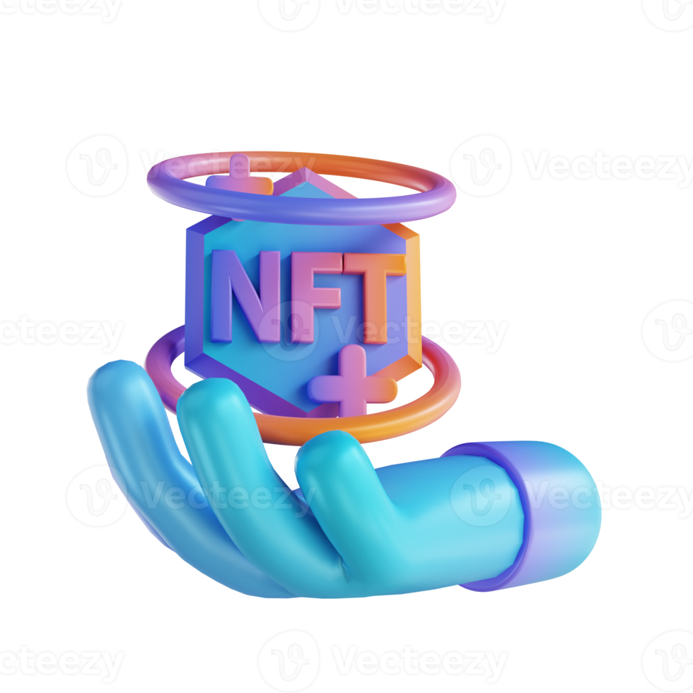 3D illustration hand and NFT png