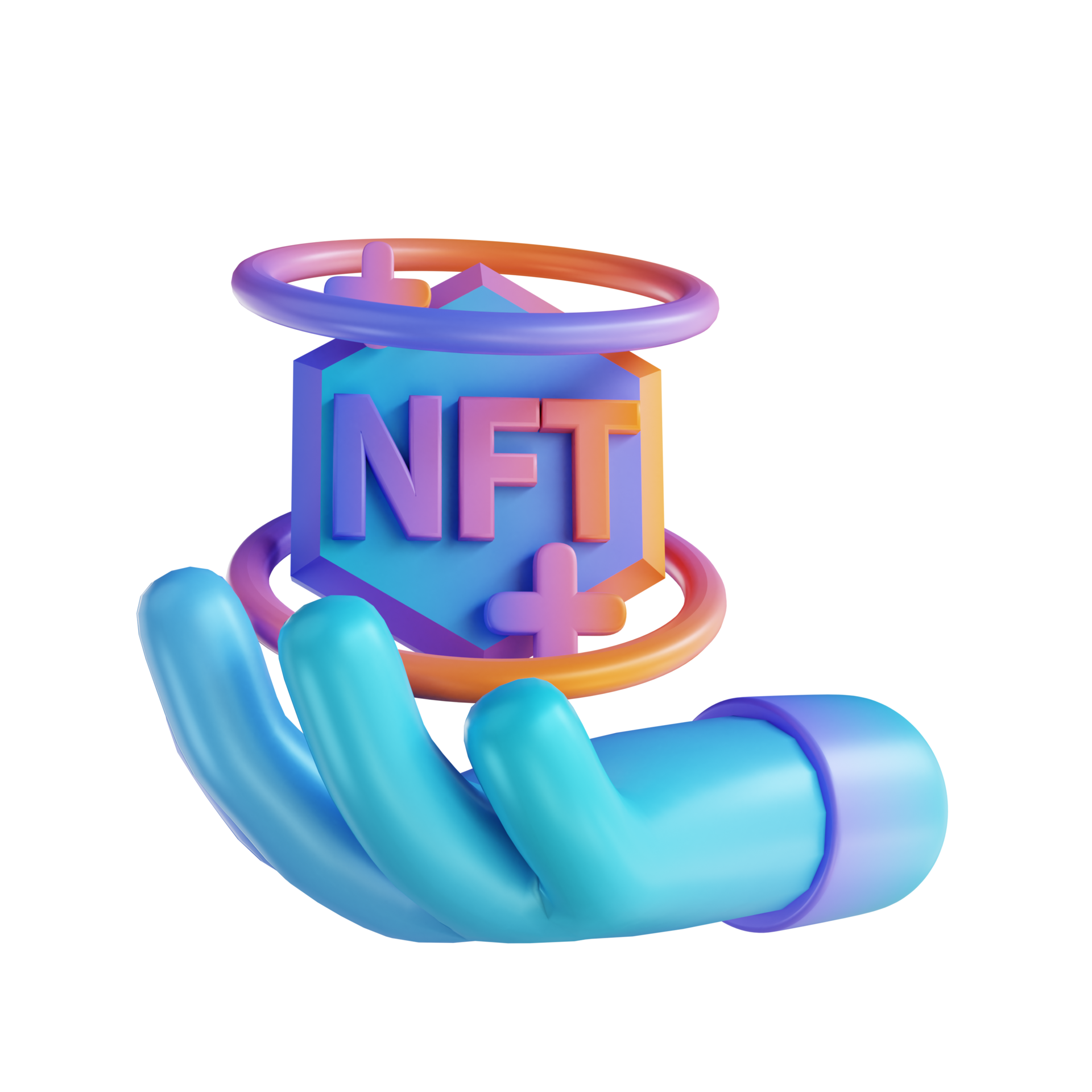3D illustration hand and NFT 10841604 PNG