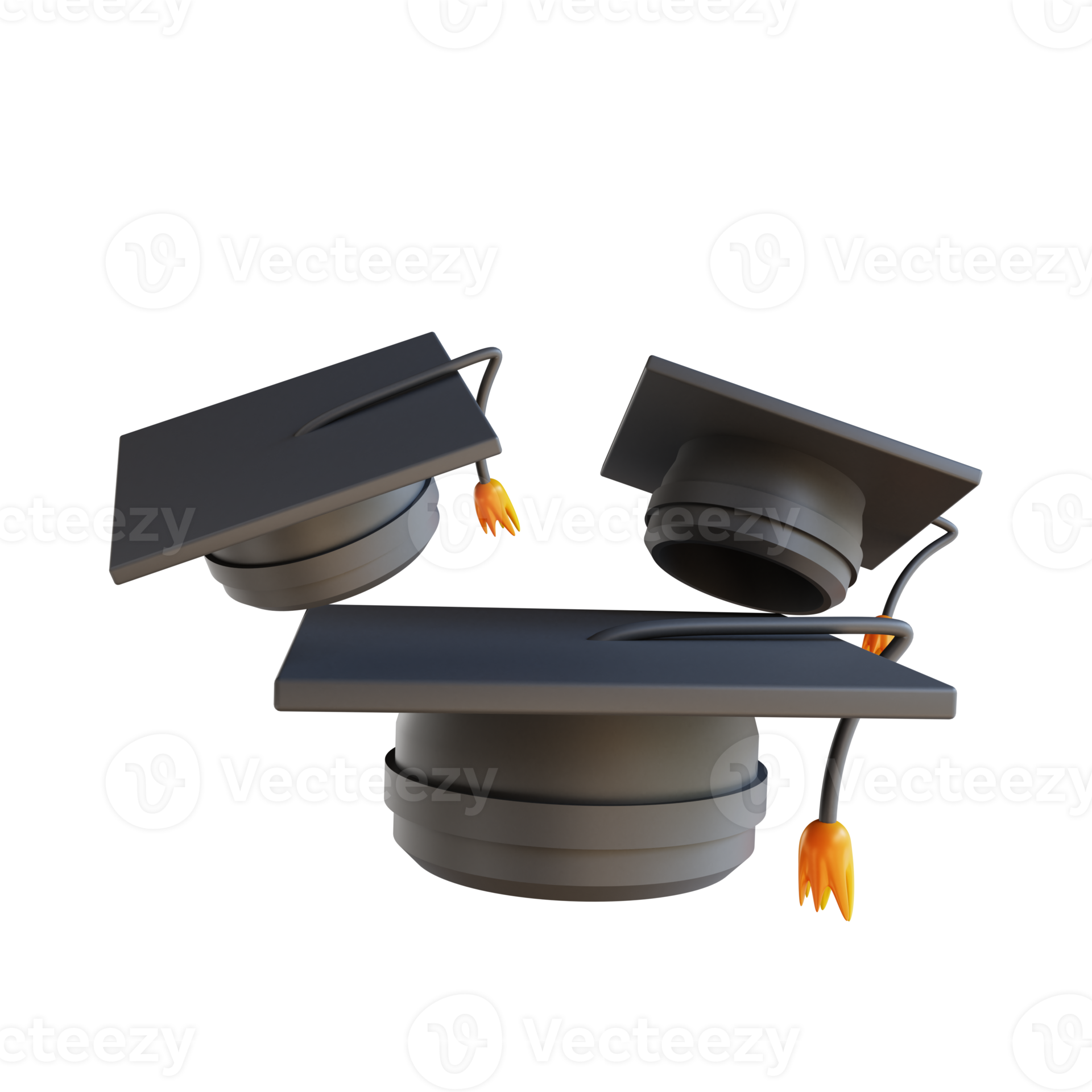 Free 3D illustration colorful three graduation hats 10841605 PNG with
