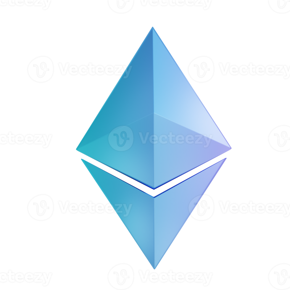 3D illustration Ethereum logo png