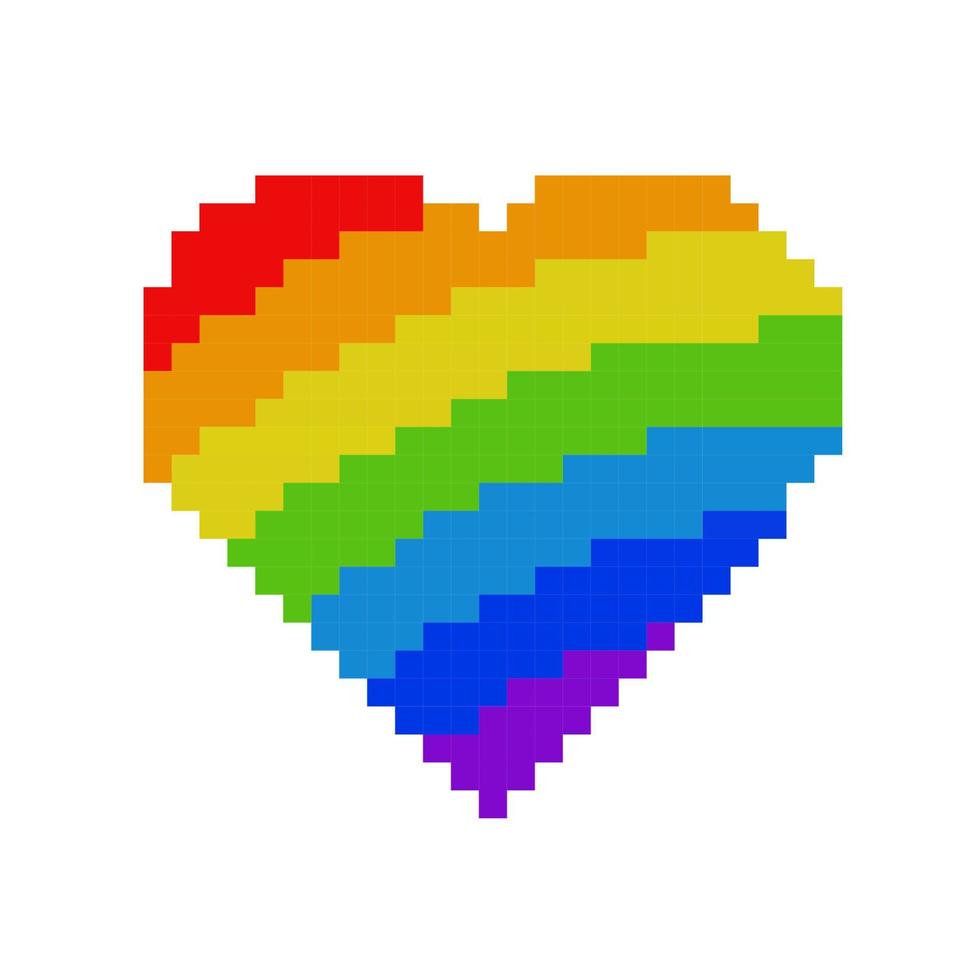 Rainbow pixel heart lgbt color symbol of homosexual love, Lgbt community sign ,isolated on white background. Vector illustration