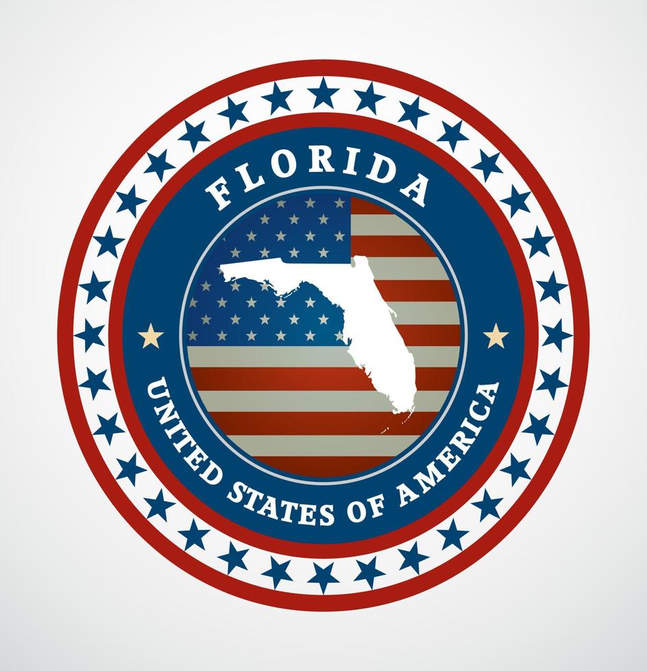 Label with map of Florida, vector
