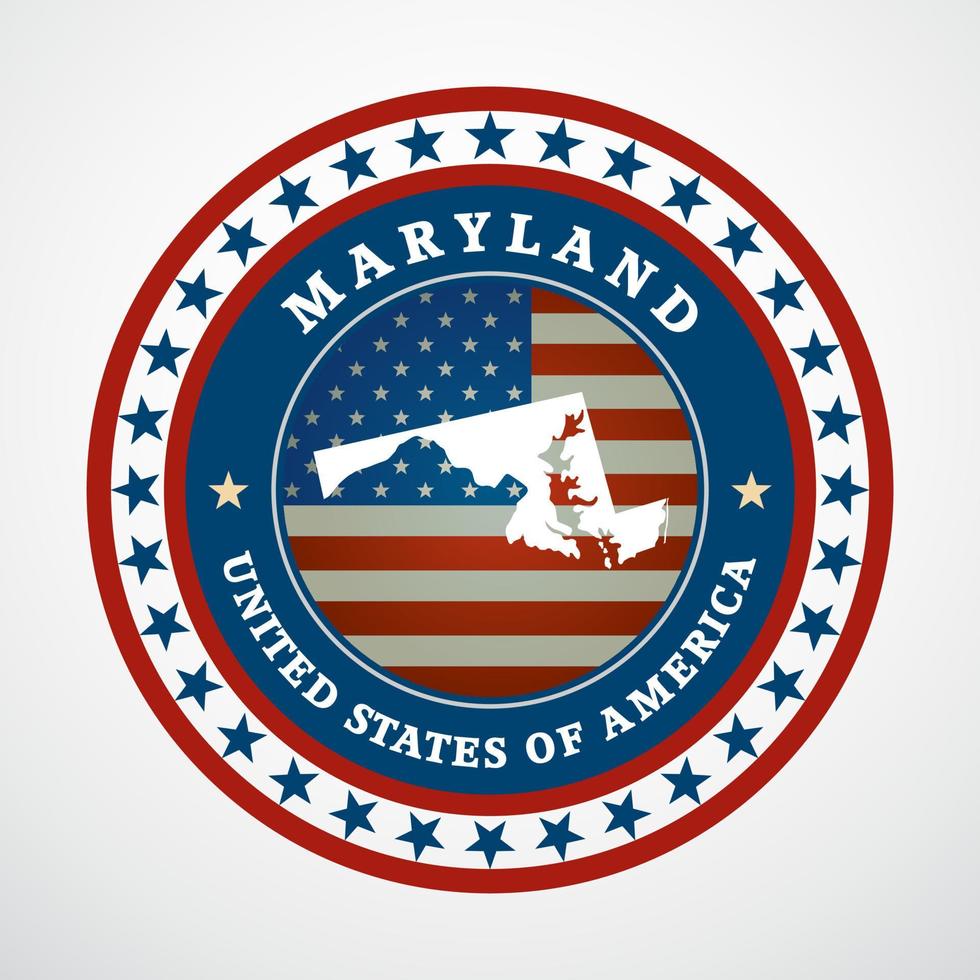 Label with map of Maryland, vector