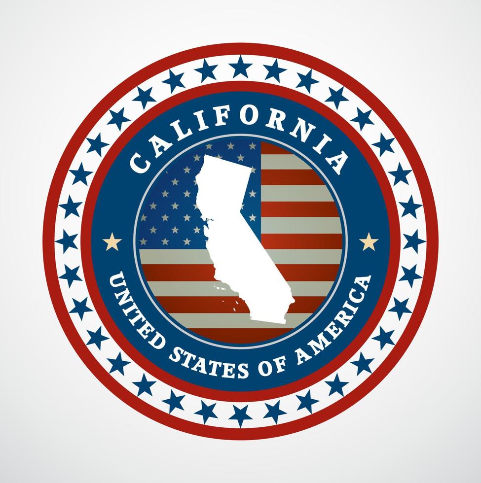 Label with map of California, vector