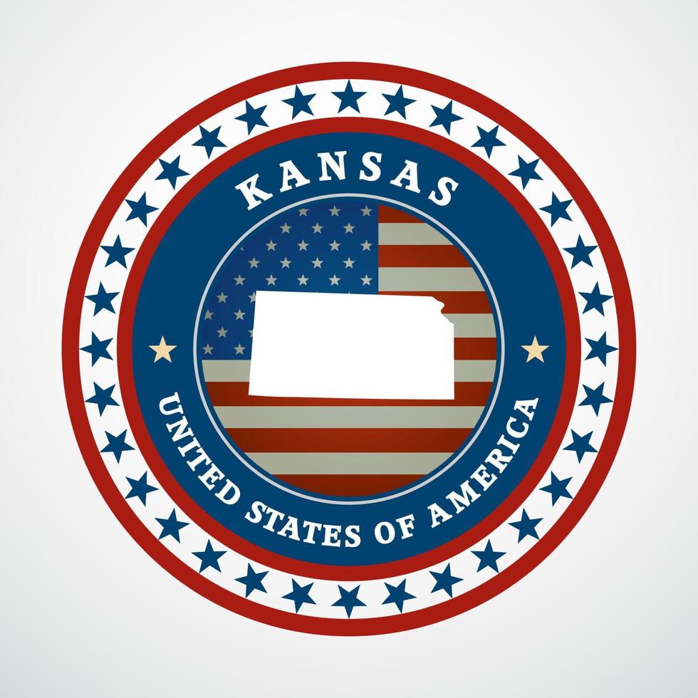 Label with map of Kansas, vector