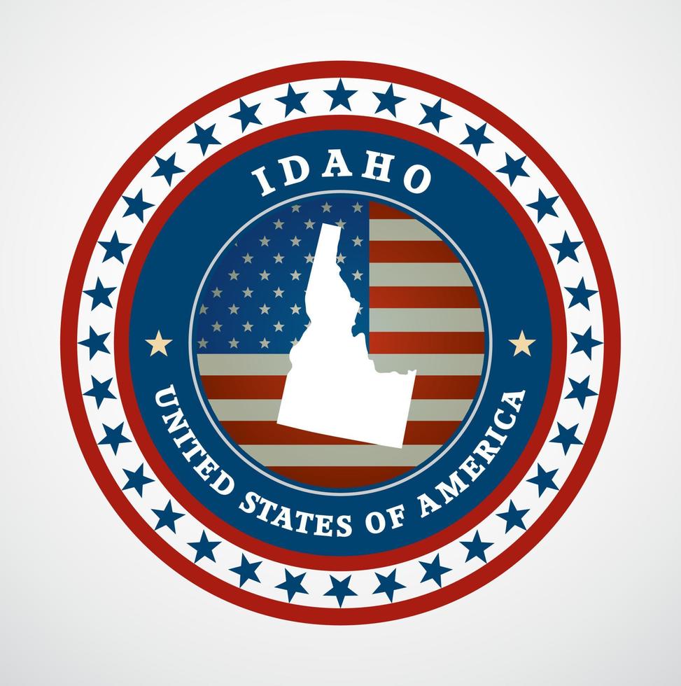 Label with map of Idaho, vector