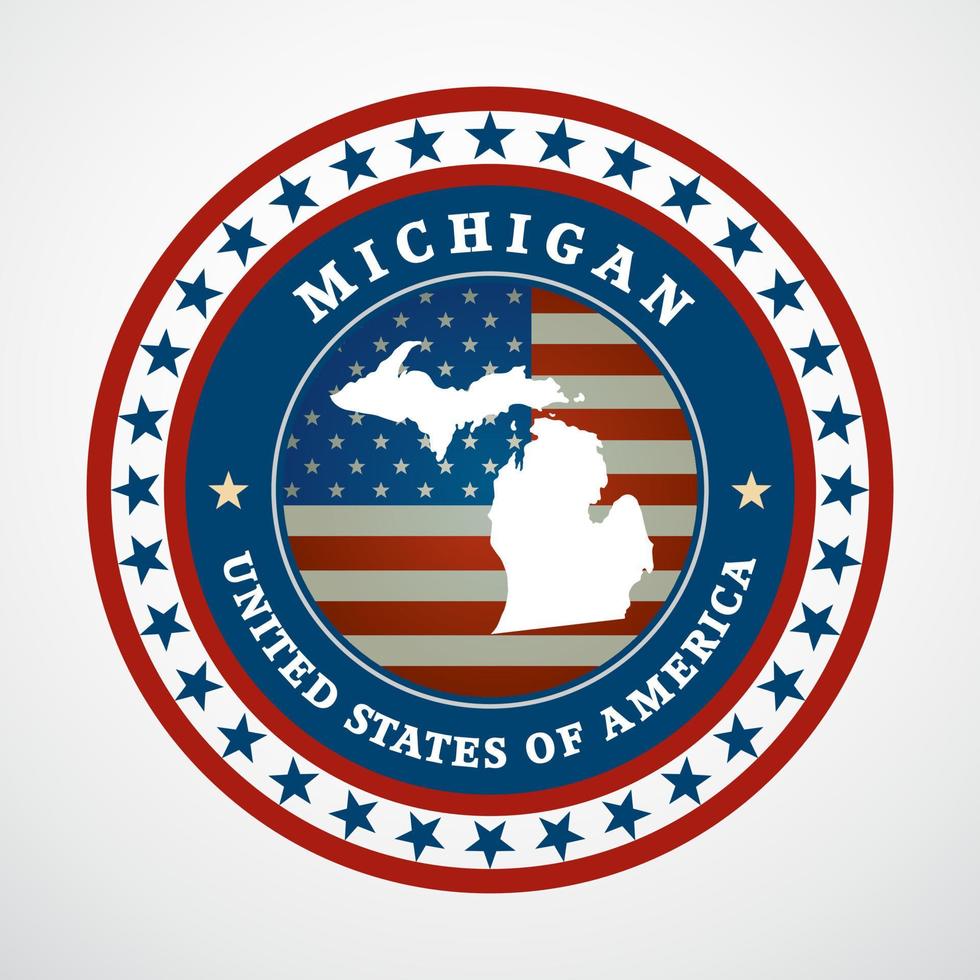 Label with map of Michigan, vector