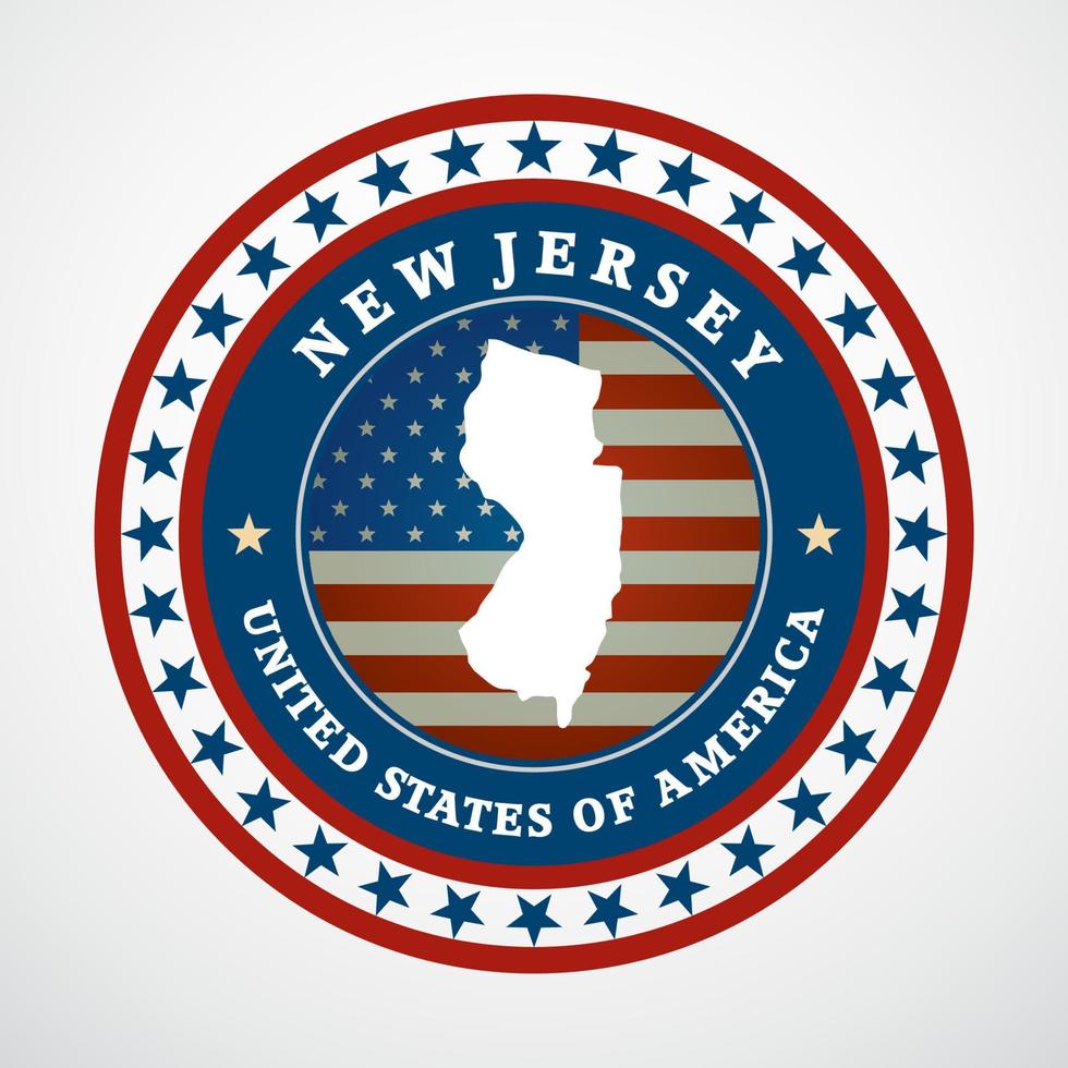 Label with map of New Jersey, vector