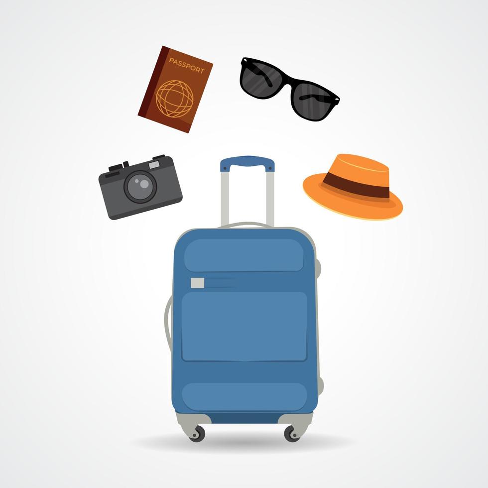 Tour and travel equipment illustration on isolated background. World tourism day September 27th vector