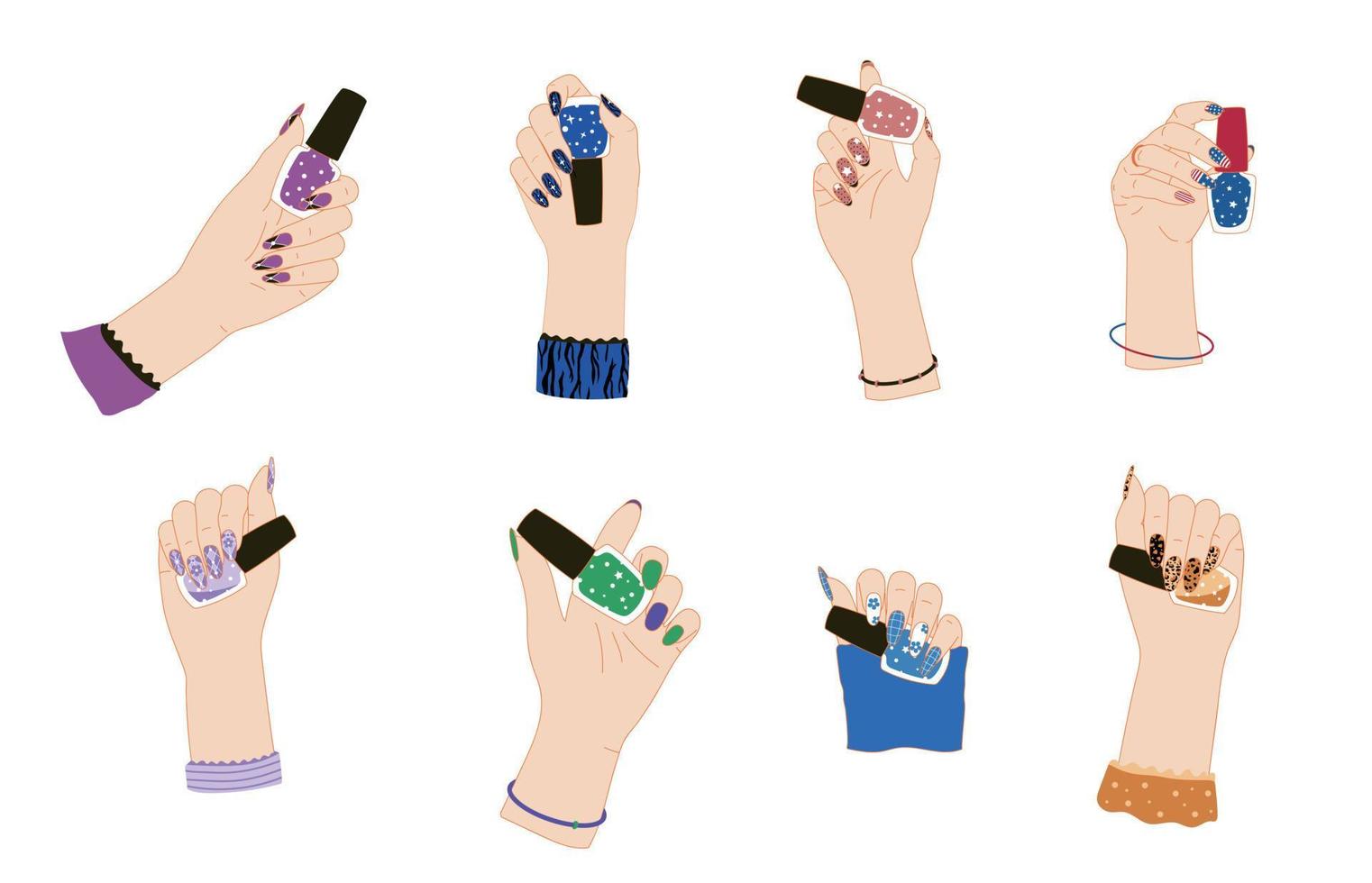 Female Hand With Manicure, Nail Art vector