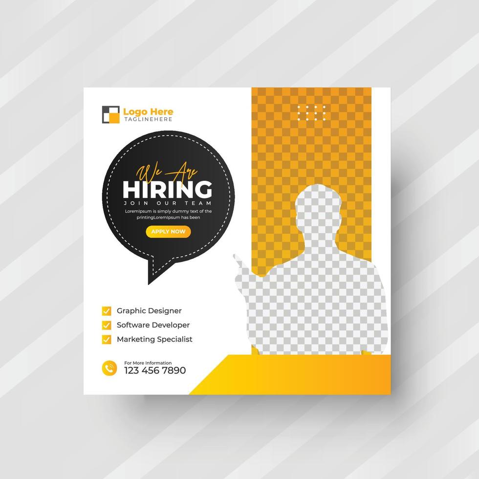 Poster for we are hiring. employees needed. Social media template job vacancy recruitment vector