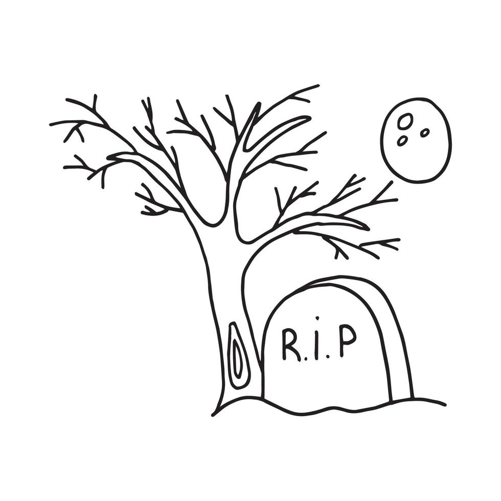 grave and dry tree vector
