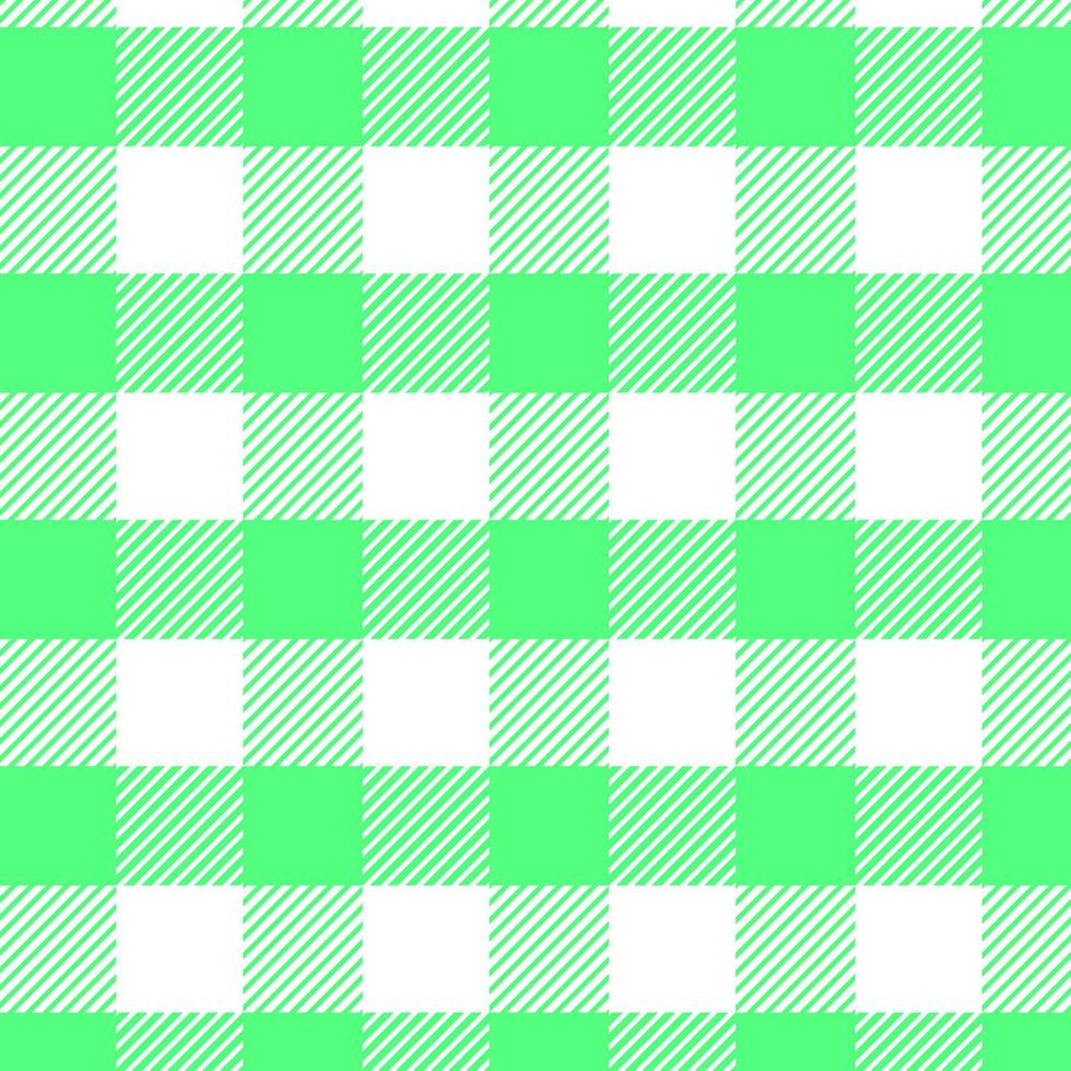 Plaid check patten in  green and white.Seamless fabric texture for print. vector
