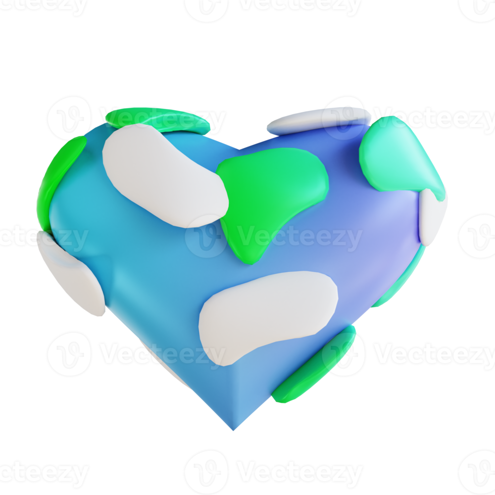 3D illustration love and earth png