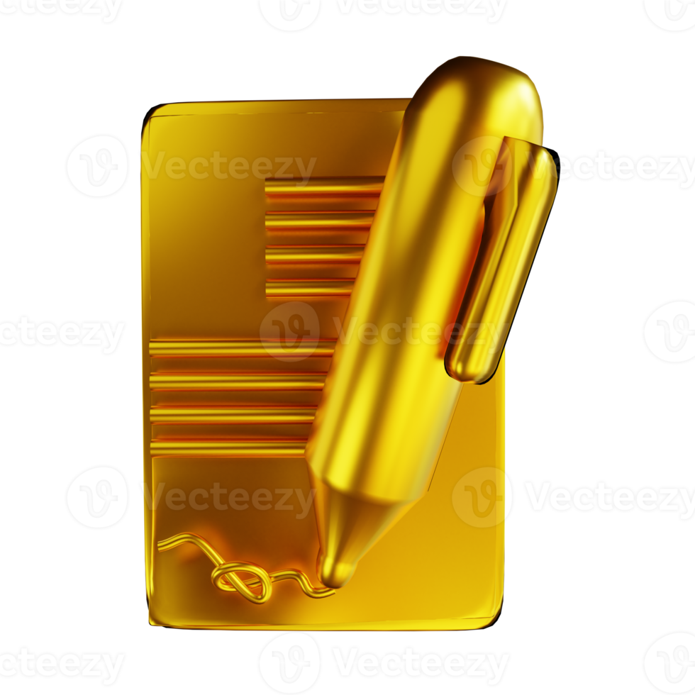 Goldener Vertrag der 3D-Darstellung für digitales Marketing png