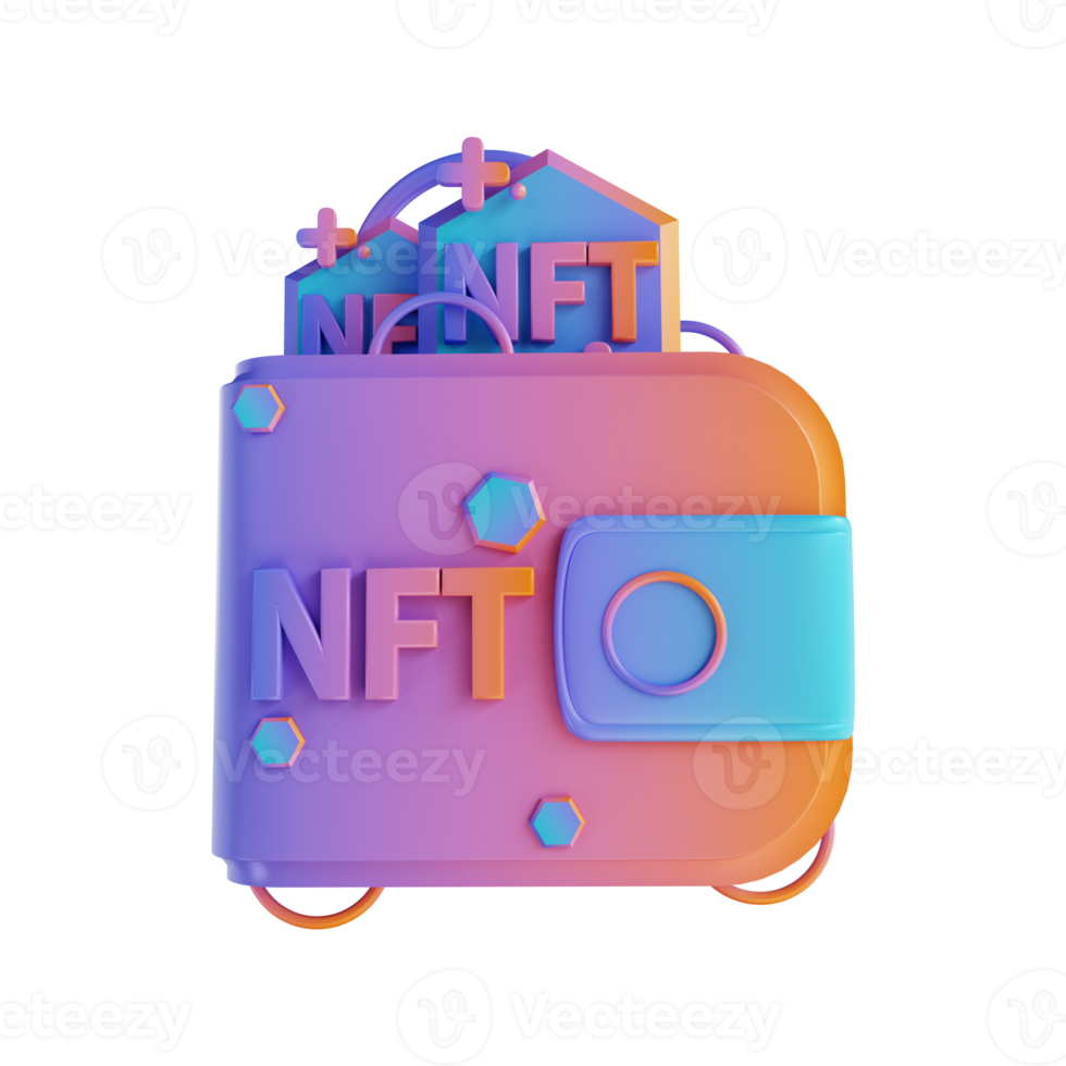 3D illustration NFT and Ethereum wallet png