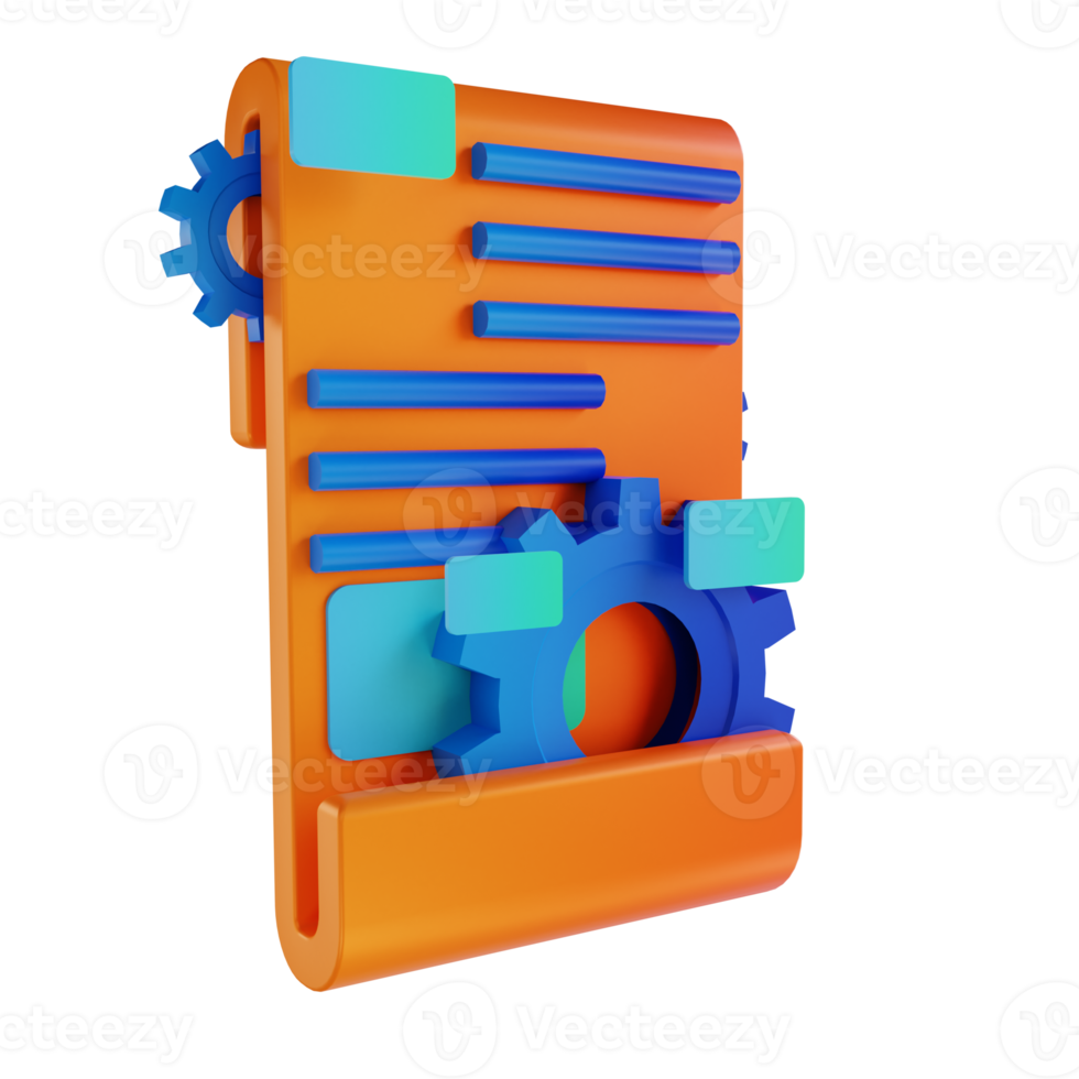 3d illustratie uitrusting en document inhoud beheer png