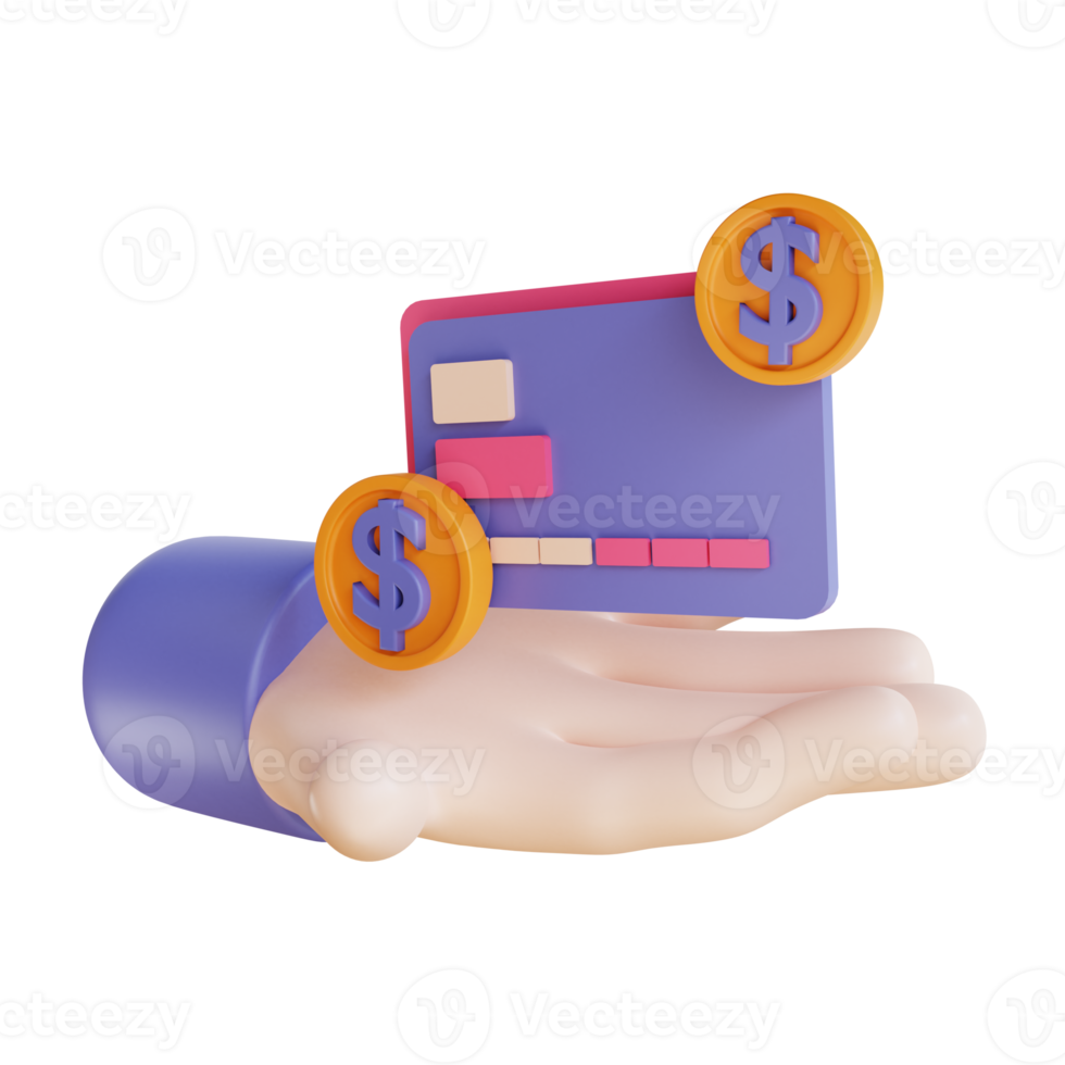 3D illustration credit card and coin png