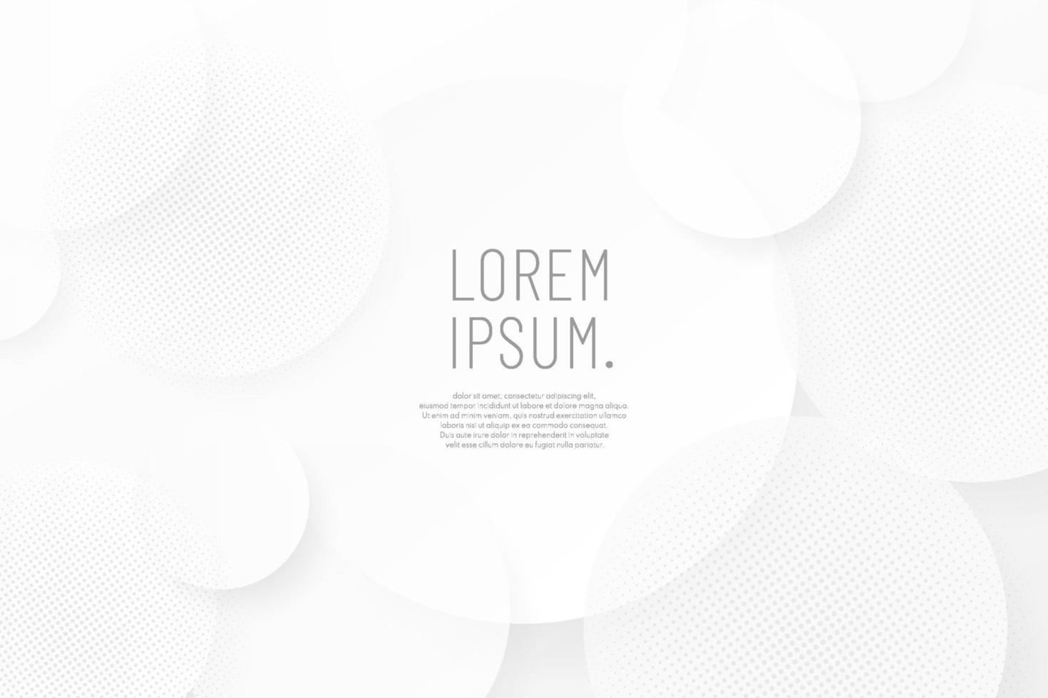 Modern white and gray circle overlapping with halftone abstract background. Minimal style. Design for presentation, banner, cover, web, flyer, card, poster, wallpaper, slide, magazine. Vector EPS10