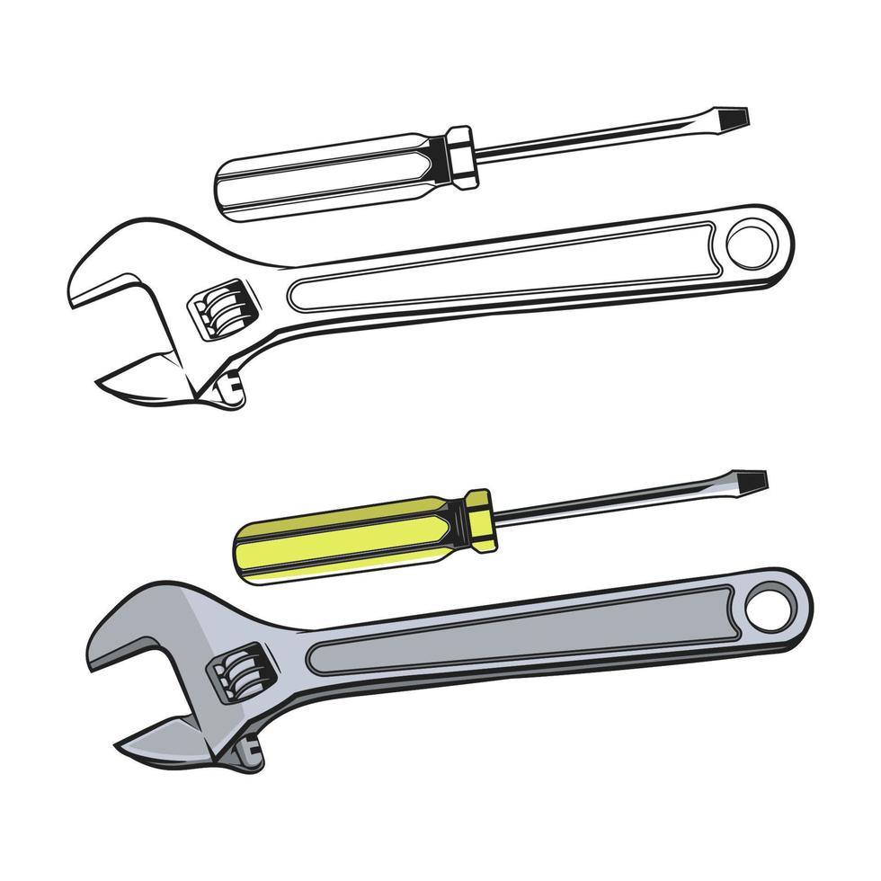 destornillador y herramientas de reparación de llaves vector