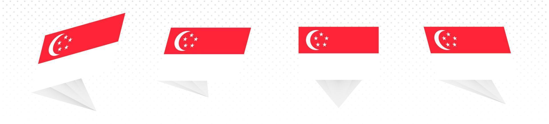 Flag of Singapore in modern abstract design, flag set. vector