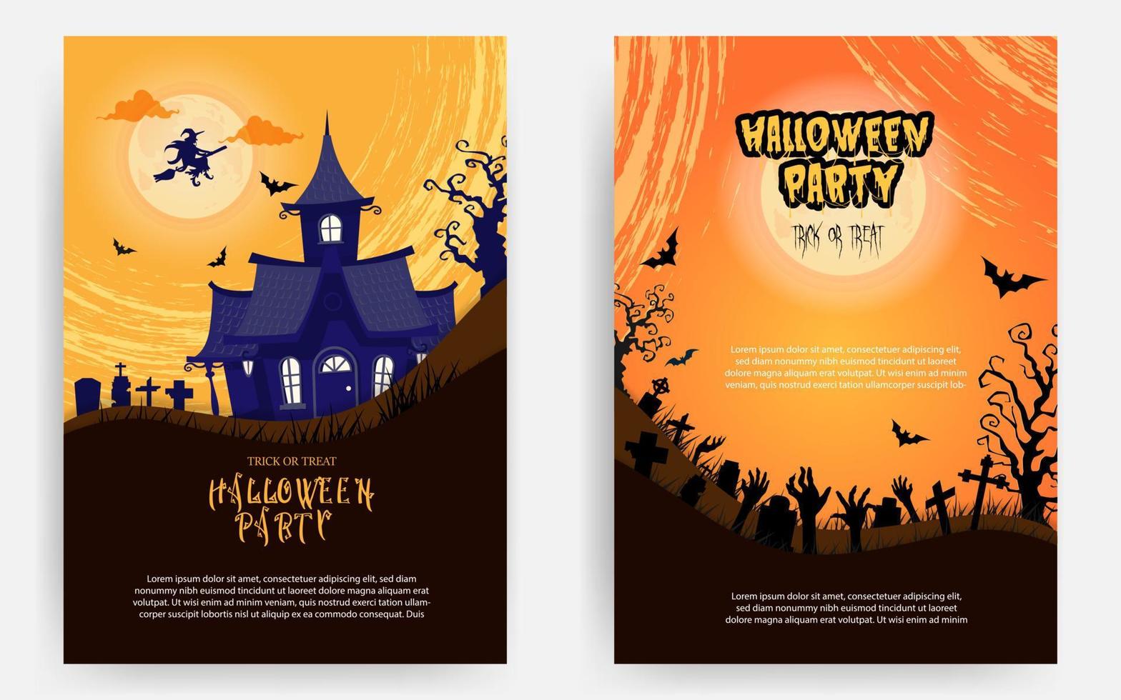 invitaciones de fiesta de halloween o tarjetas de felicitación vector