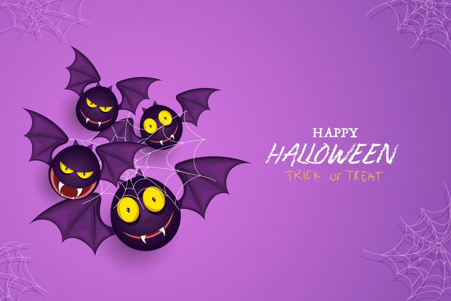 happy halloween. purple background with spooky bats vector
