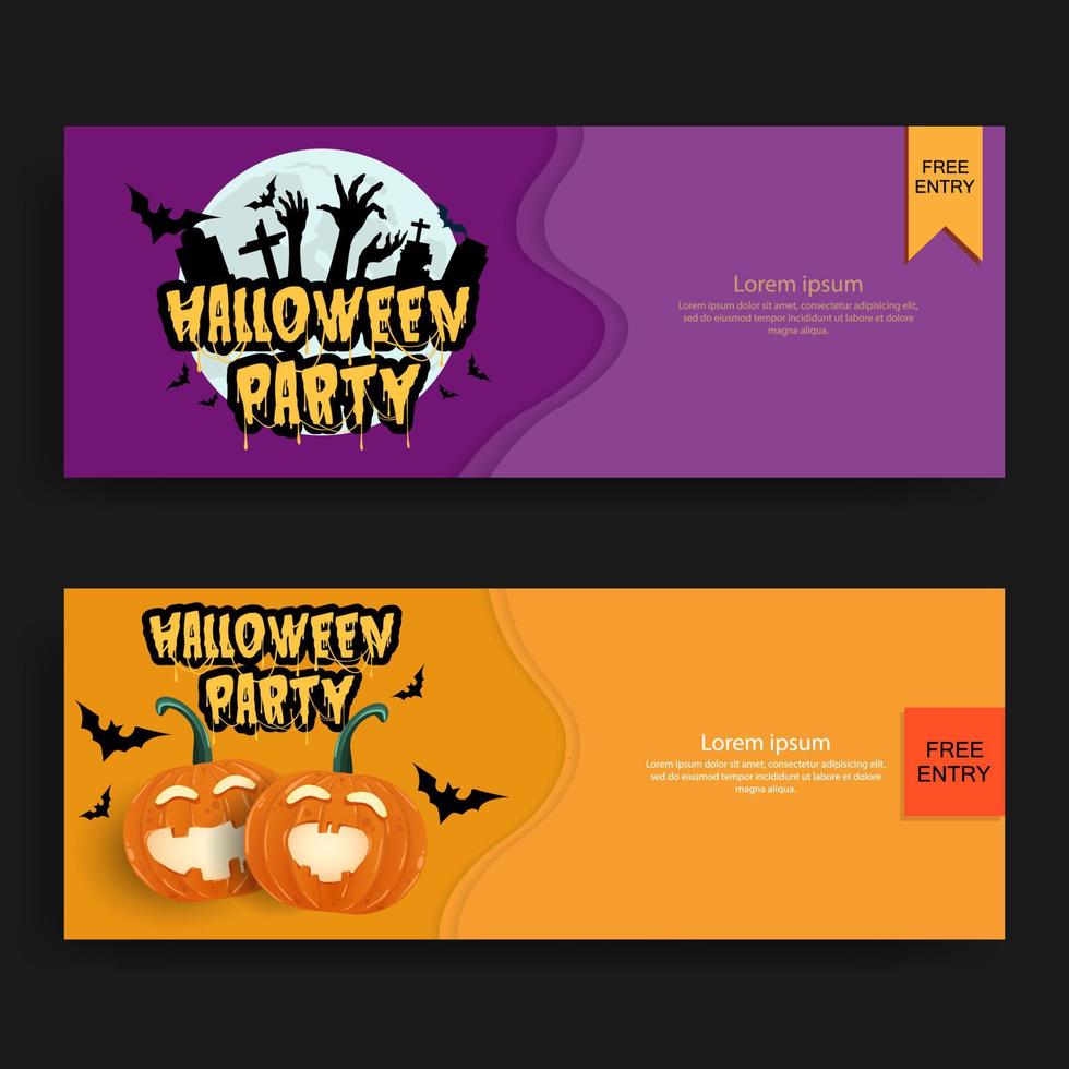 halloween banner background. Halloween promo with spooky house and pumkins. vector