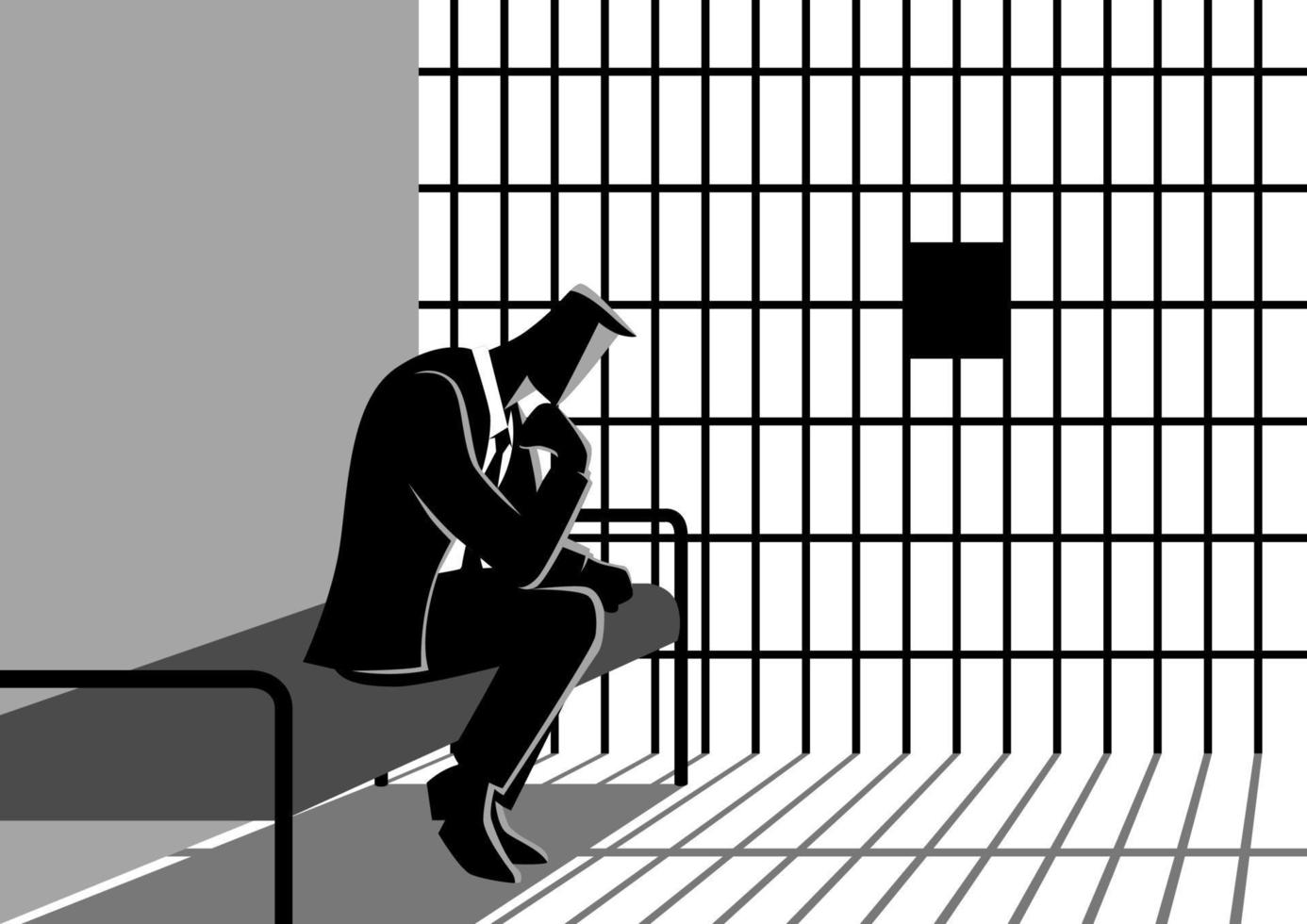 Illustration of a businessman in jail vector