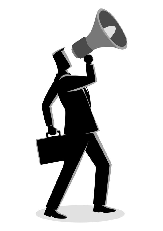 Businessman using a megaphone vector