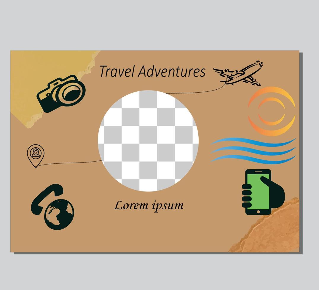 Collage travel abstract social media template vector