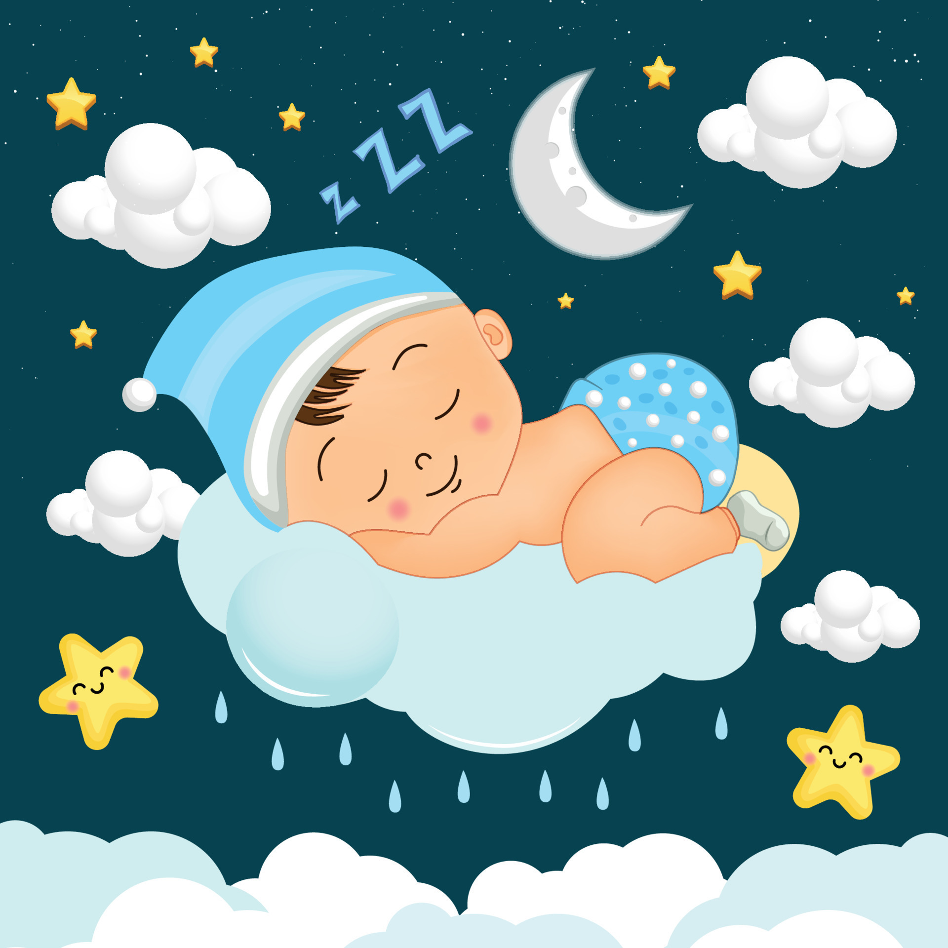 Baby sleep on cloud 10842007 Vector Art at Vecteezy