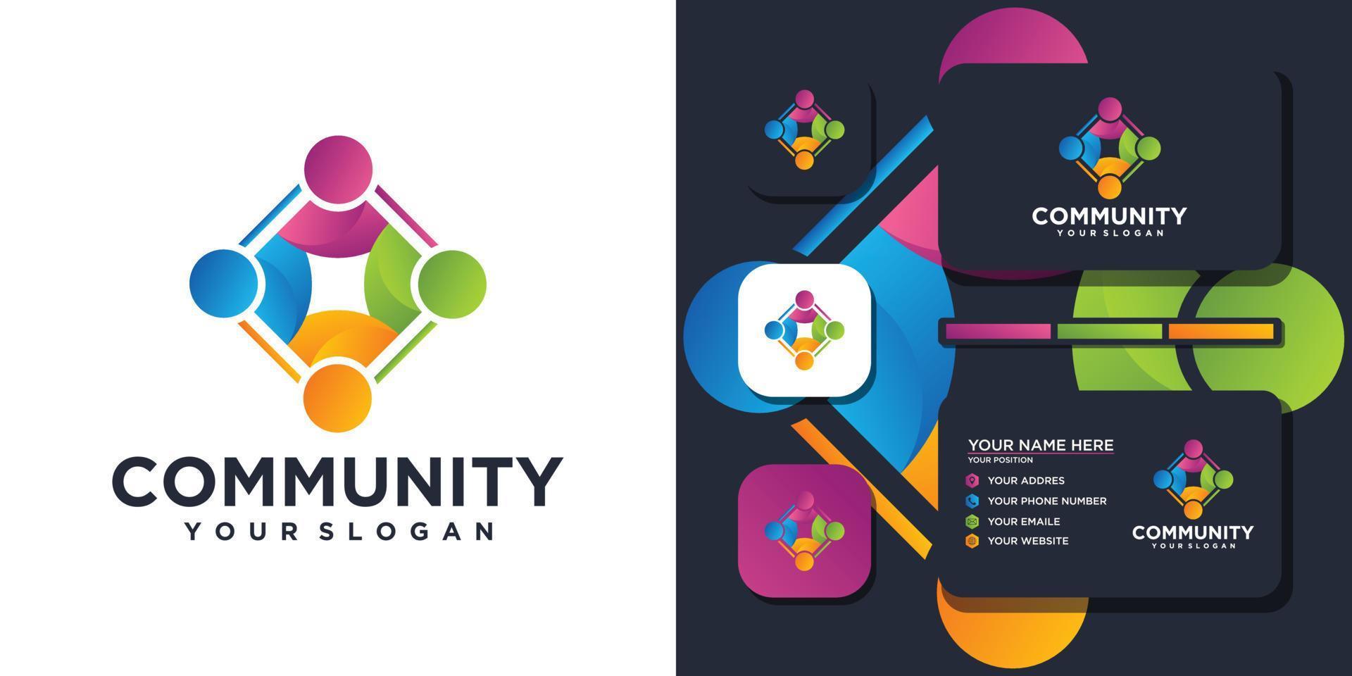 Colorful community logo template and business card reference. Premium Vector